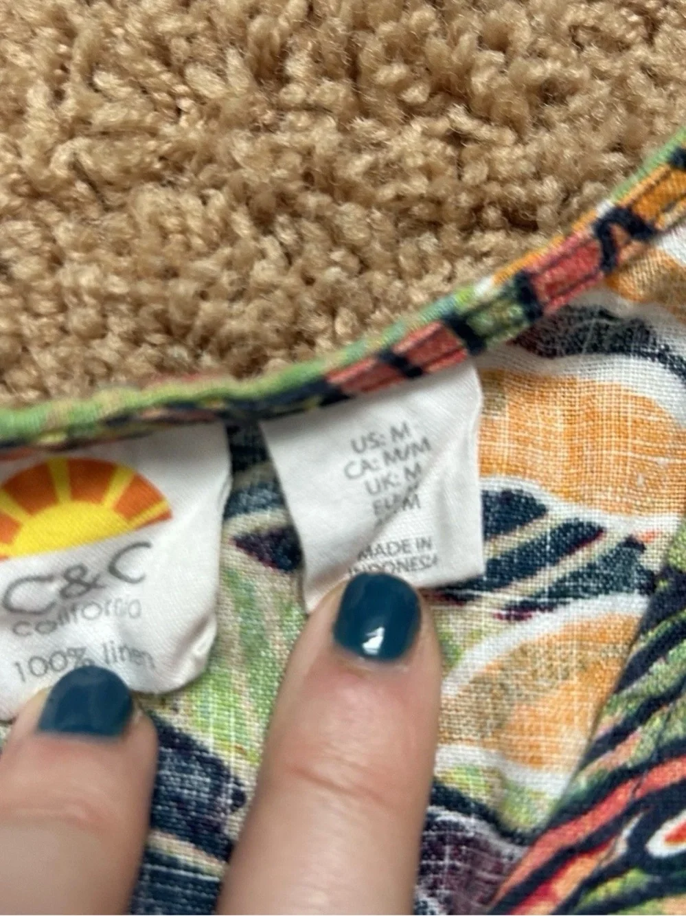 C&C CA Linen Shift Dress Medium Colorful Bold Tropical Resort Beach Cottage Vaca - Picture 6 of 11